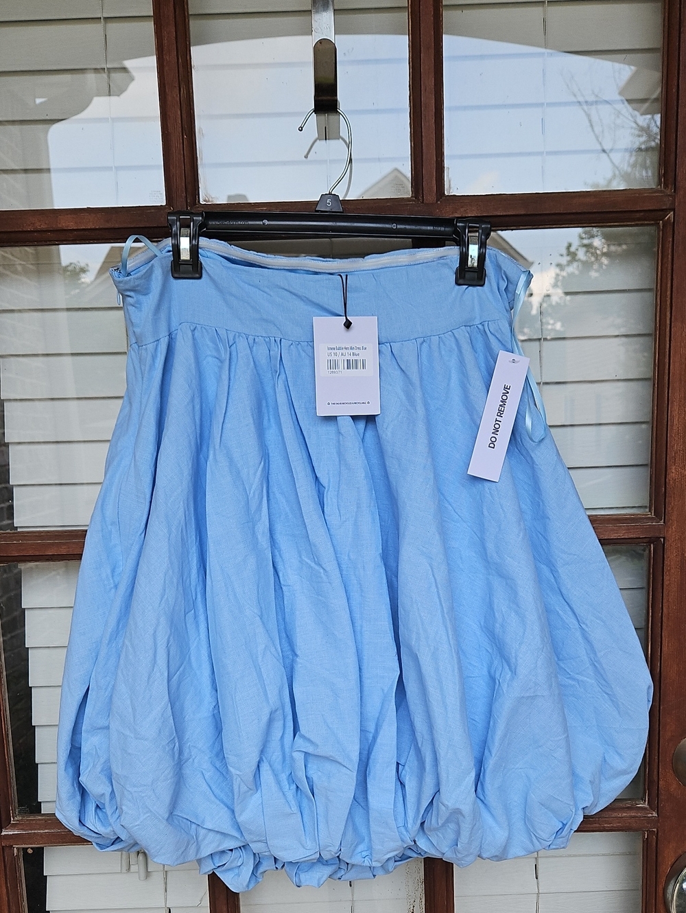 NWT! Princess Polly Ismene Bubble Hem Mini Dress In Light Blue - Picture 3 of 4